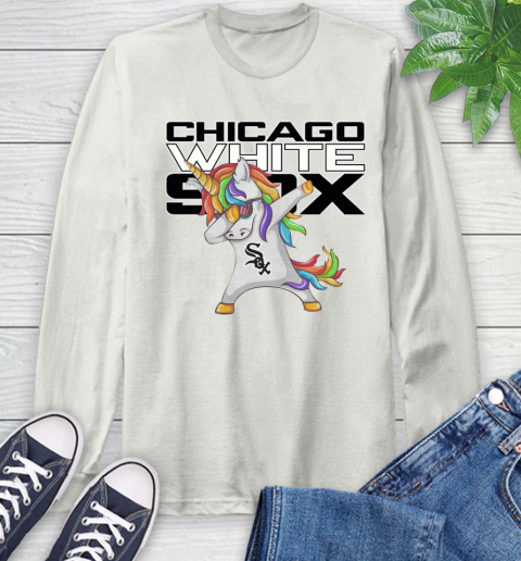 Chicago White Sox MLB Baseball Funny Unicorn Dabbing Sports Long Sleeve T-Shirt 12