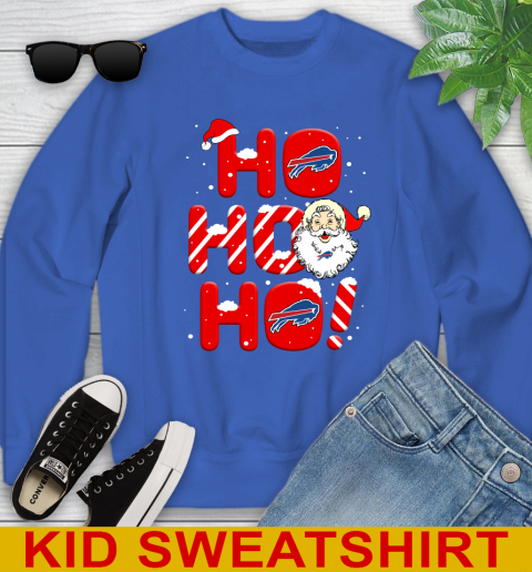 Buffalo Bills NFL Football Ho Ho Ho Santa Claus Merry Christmas Shirt Youth Sweatshirt 6
