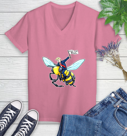 Save The Bees Donald Trump shirt Women's V-Neck T-Shirt 13