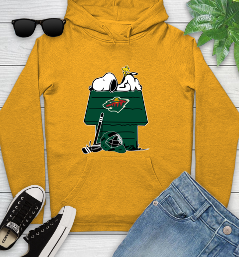 Minnesota Wild NHL Hockey Snoopy Woodstock The Peanuts Movie Youth Hoodie 3