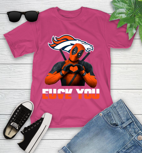 NHL Denver Broncos Deadpool Love You Fuck You Football Sports Youth T-Shirt 11
