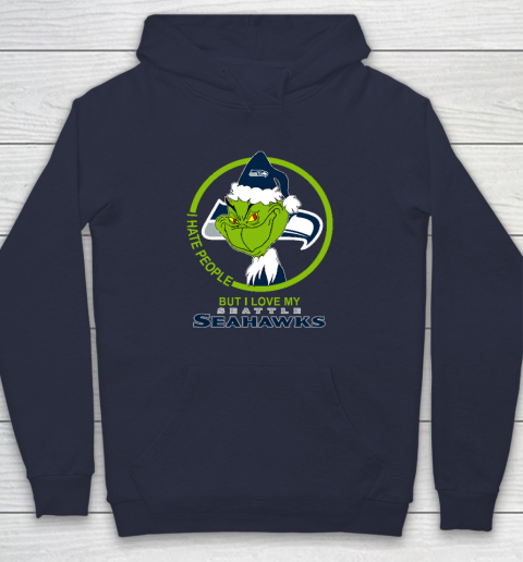 Seattle Seahawks NFL Christmas Grinch I Hate People But I Love My Favorite Football Team Hoodie 2