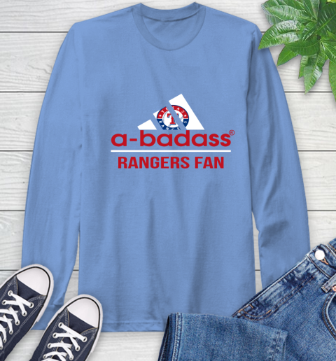 MLB A Badass Texas Rangers Fan Adidas Baseball Sports Long Sleeve T-Shirt 12