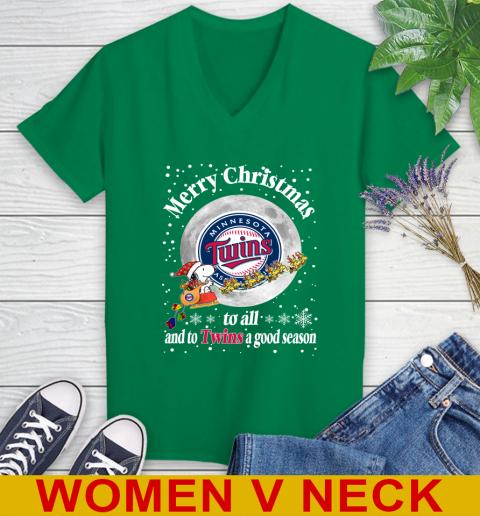 Minnesota Twins Merry Christmas To All And To Twins A Good Season MLB Baseball Sports Women's V-Neck T-Shirt 5