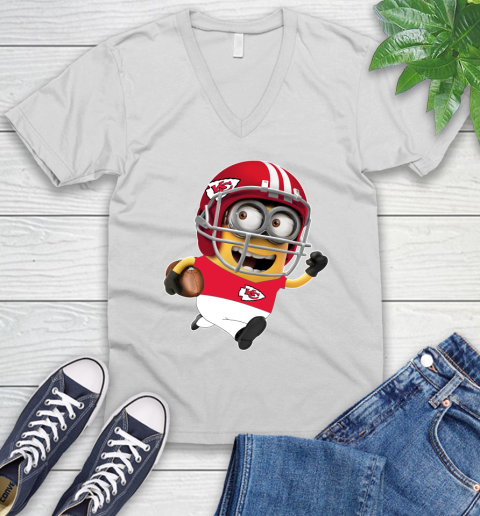 NFL Kansas City Chiefs Minions Disney Football Sports V-Neck T-Shirt