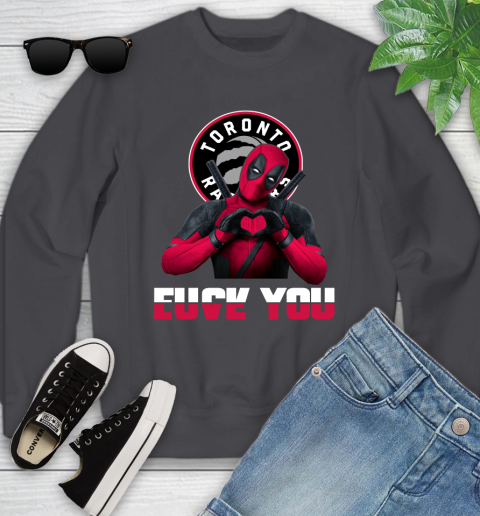 NBA Toronto Raptors Deadpool Love You Fuck You Basketball Sports Youth Sweatshirt 5