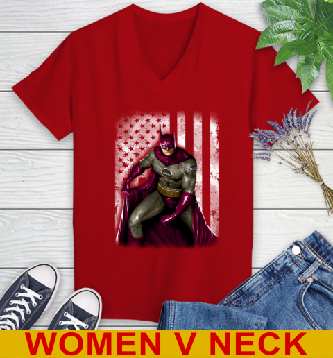 Cleveland Cavaliers NBA Basketball Batman DC American Flag Shirt Women's V-Neck T-Shirt 10