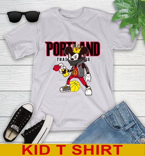 Portland Trail Blazers NBA Basketball Mickey Peace Sign Sports Youth T-Shirt 5