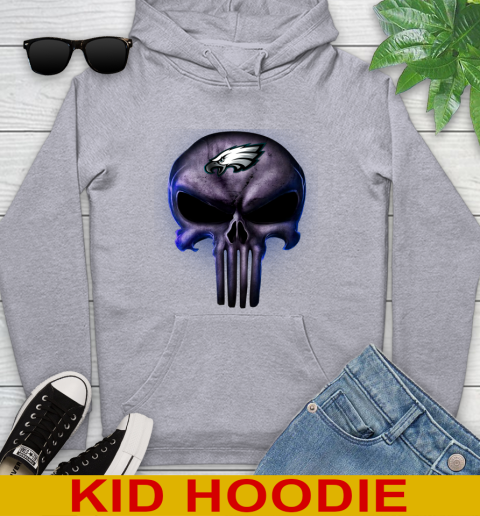 Philadelphia Eagles NFL Football Punisher Skull Sports Youth Hoodie 6