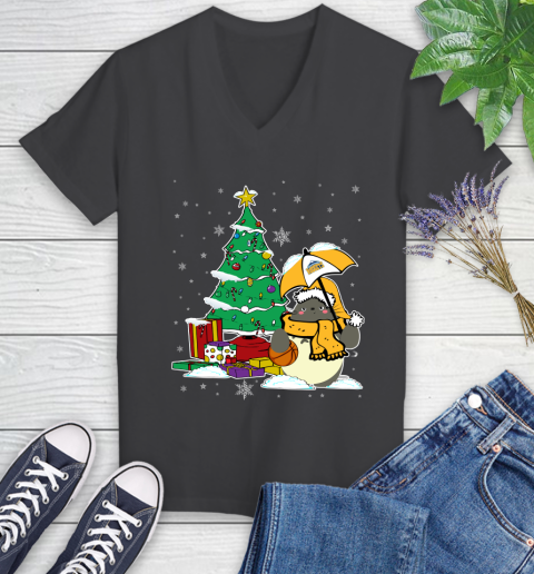 Denver Nuggets NBA Basketball Cute Tonari No Totoro Christmas Sports Women's V-Neck T-Shirt 8