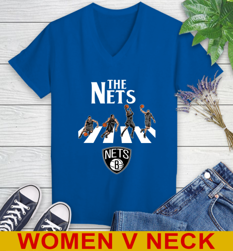 NBA Basketball Brooklyn Nets The Beatles Rock Band Shirt Women's V-Neck T-Shirt 9
