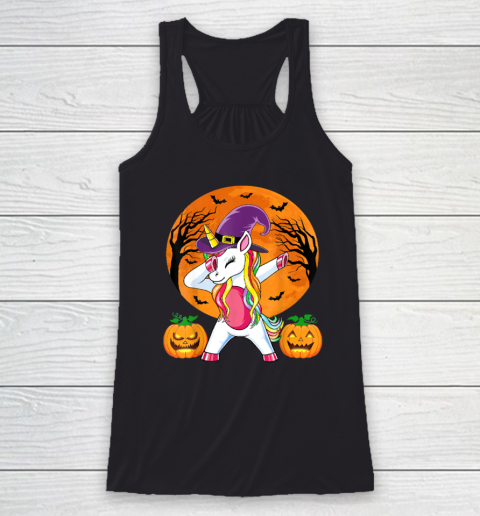 Cute Halloween Shirt Girls Women Witchy Unicorn Halloween Racerback Tank