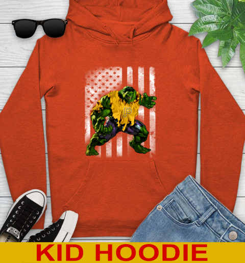Pittsburgh Pirates Hulk Marvel Avengers MLB Baseball American Flag Youth Hoodie 4