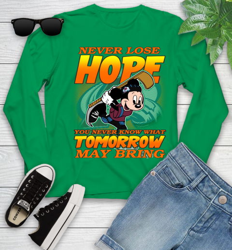 Colorado Avalanche NHL Hockey ootball Mickey Disney Never Lose Hope Youth Long Sleeve 7