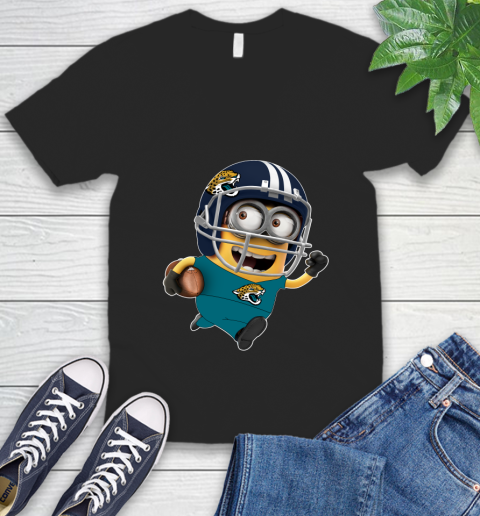 NFL Jacksonville Jaguars Minions Disney Football Sports V-Neck T-Shirt 2