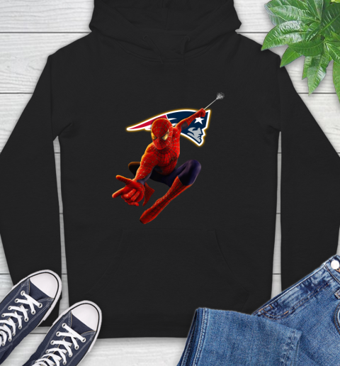 NFL Spider Man Avengers Endgame Football New England Patriots Hoodie 3 NFL Spider Man Avengers Endgame Football New England Patriots Hoodie - Image 3