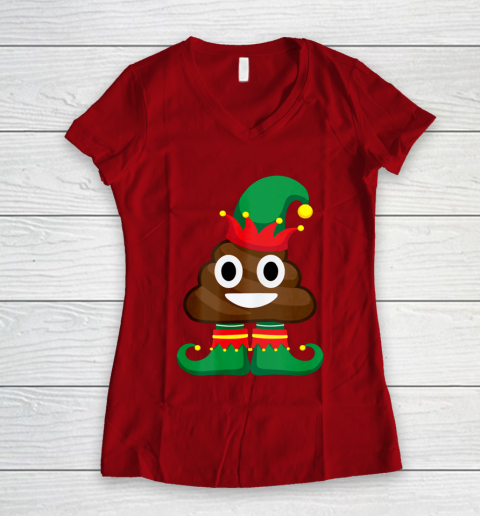 Elf Poop Emoji Shirt Family Christmas Shirts Poop Women s V Neck T