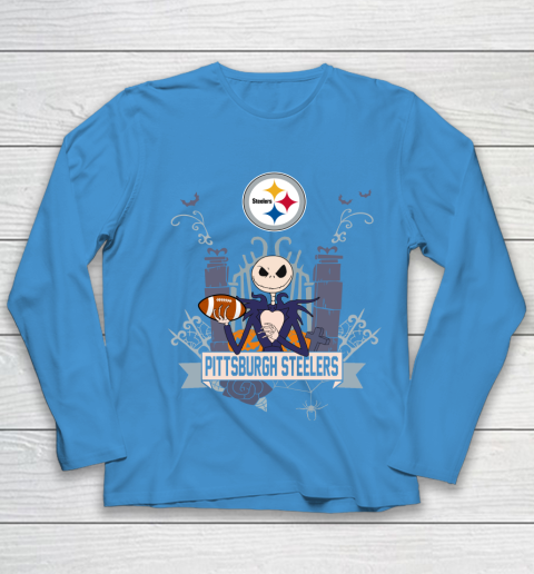 NFL Pittsburgh Steelers Football Jack Skellington Halloween Youth Long Sleeve 5