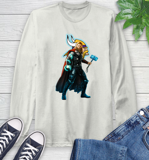 NFL Thor Avengers Endgame Football Minnesota Vikings Long Sleeve T-Shirt 12