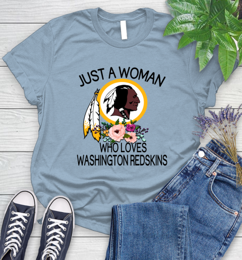 NFL Just A Woman Who Loves Washington Redskins Football Sports Women's T-Shirt 6