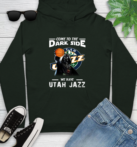 NBA Come To The Dark Side We Have Utah Jazz Star Wars Darth Vader Basketball Youth Hoodie 14