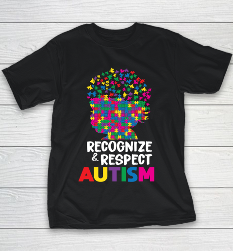 Autism Awareness Recognize and Respect Kids face Puzzle Fitted Youth T-Shirt
