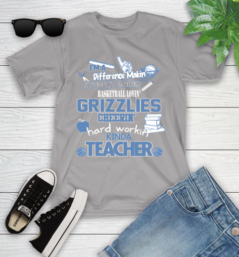Memphis Grizzlies NBA I'm A Difference Making Student Caring Basketball Loving Kinda Teacher Youth T-Shirt 4