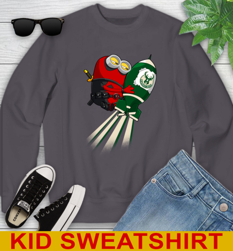 NBA Basketball Milwaukee Bucks Deadpool Minion Marvel Shirt Youth Sweatshirt 5