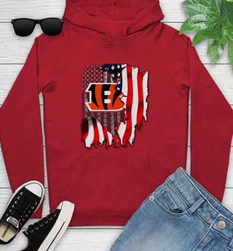 Cincinnati Bengals NFL Football American Flag Youth Hoodie 12
