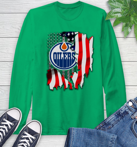 Edmonton Oilers NHL Hockey American Flag Long Sleeve T-Shirt 8