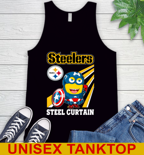 NFL Football Pittsburgh Steelers Captain America Marvel Avengers Minion Shirt Tank Top
