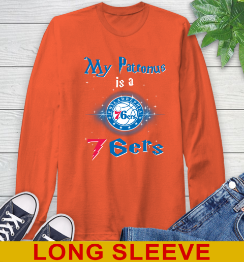 NBA Basketball Harry Potter My Patronus Is A Philadelphia 76ers Long Sleeve T-Shirt 4