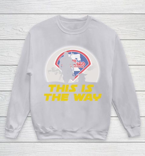 Philadelphia Phillies MLB Baseball Star Wars Yoda And Mandalorian This Is The Way Youth Sweatshirt 3