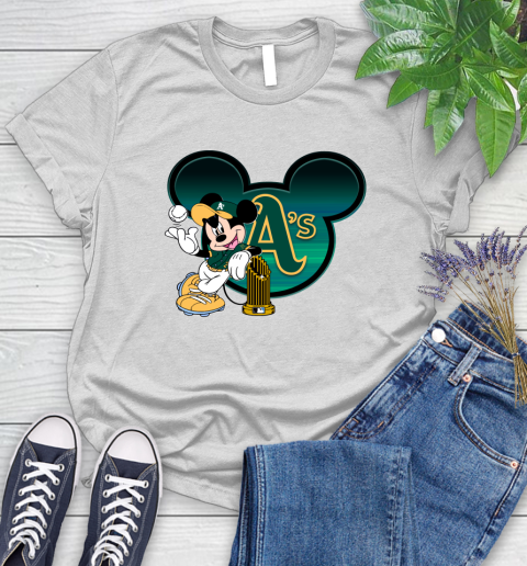MLB Oakland Athletics The Commissioner's Trophy Mickey Mouse Disney Women's T-Shirt