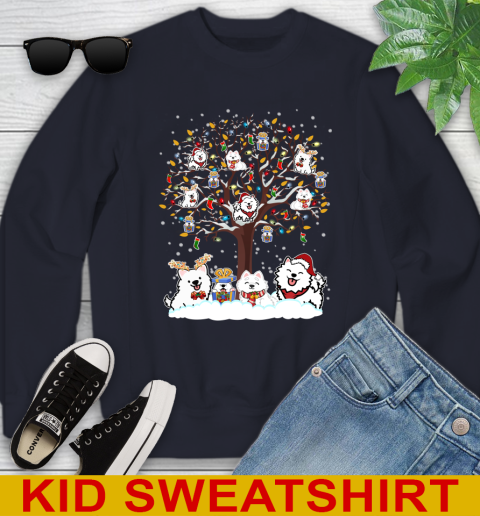 Samoyed dog pet lover light christmas tree shirt 110