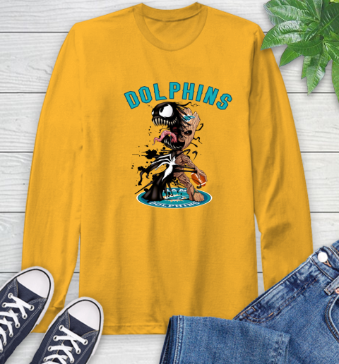 NFL Miami Dolphins Football Venom Groot Guardians Of The Galaxy Long Sleeve T-Shirt 3