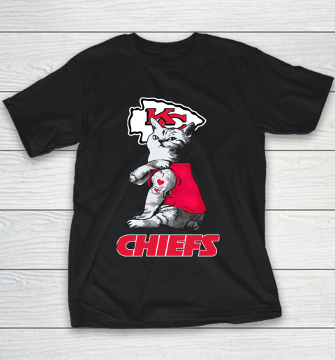 NFL Football My Cat Loves Kansas City Chiefs Youth T-Shirt