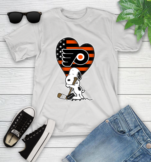 Philadelphia Flyers NHL Hockey The Peanuts Movie Adorable Snoopy Youth T-Shirt