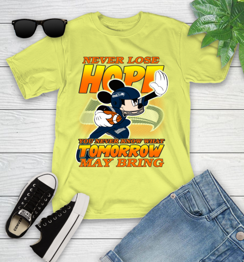 Seattle Seahawks NFL Football Mickey Disney Never Lose Hope Youth T-Shirt 10