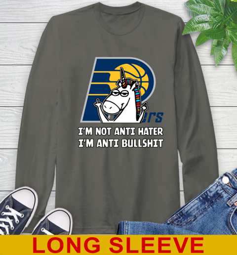 Indiana Pacers NBA Basketball Unicorn I'm Not Anti Hater I'm Anti Bullshit Long Sleeve T-Shirt 8