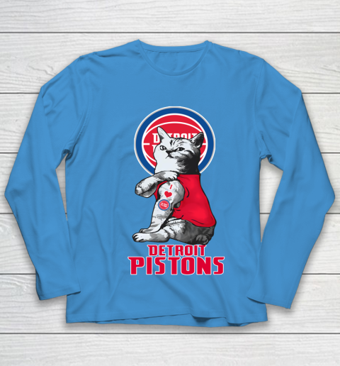 NBA Basketball My Cat Loves Detroit Pistons Youth Long Sleeve 5
