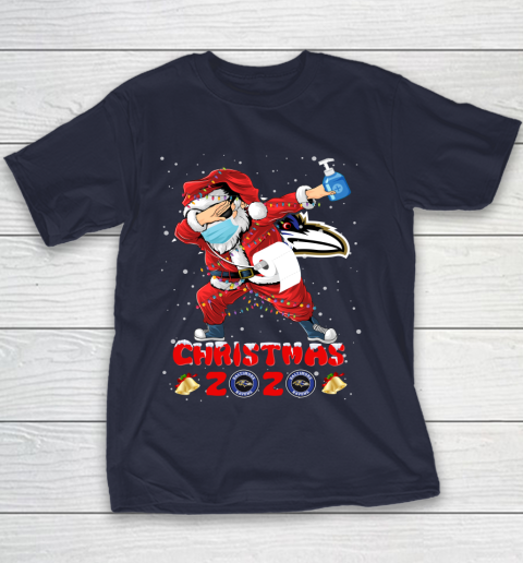 Baltimore Ravens Funny Santa Claus Dabbing Christmas 2020 NFL Youth T-Shirt 2