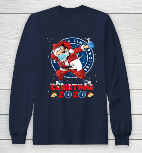 Minnesota Timberwolves Funny Santa Claus Dabbing Christmas 2020 NBA Long Sleeve T-Shirt 2