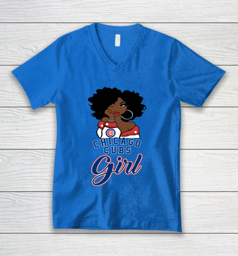 Chicago Cubs Girl MLB V-Neck T-Shirt - Image 7