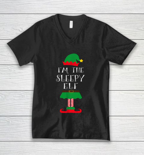 I Am The Sleepy Elf Matching Family Christmas V-Neck T-Shirt