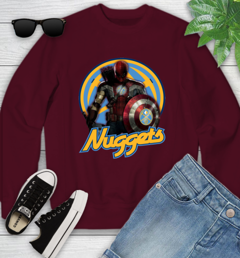 Denver Nuggets NBA Basketball Captain America Thor Spider Man Hawkeye Avengers Youth Sweatshirt 5