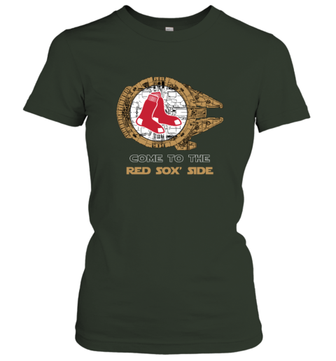 yule come to the boston red sox side star wars ladies t shirt 20 front forest green