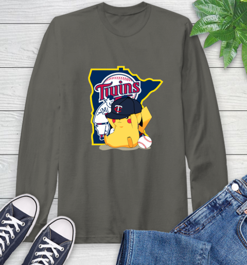 MLB Pikachu Baseball Sports Minnesota Twins Long Sleeve T-Shirt 8