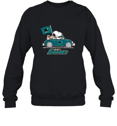 Snoopy And Woodstock Ride The San Jose Sharks Car NHL Sweatshirt