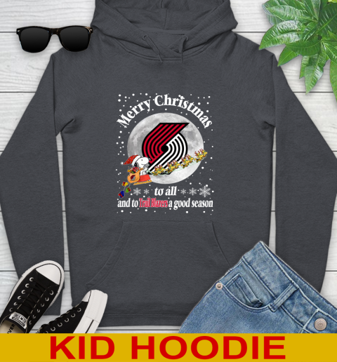 Portland Trail Blazers Merry Christmas To All And To Trail Blazers A Good Season NBA Basketball Sports Youth Hoodie 9